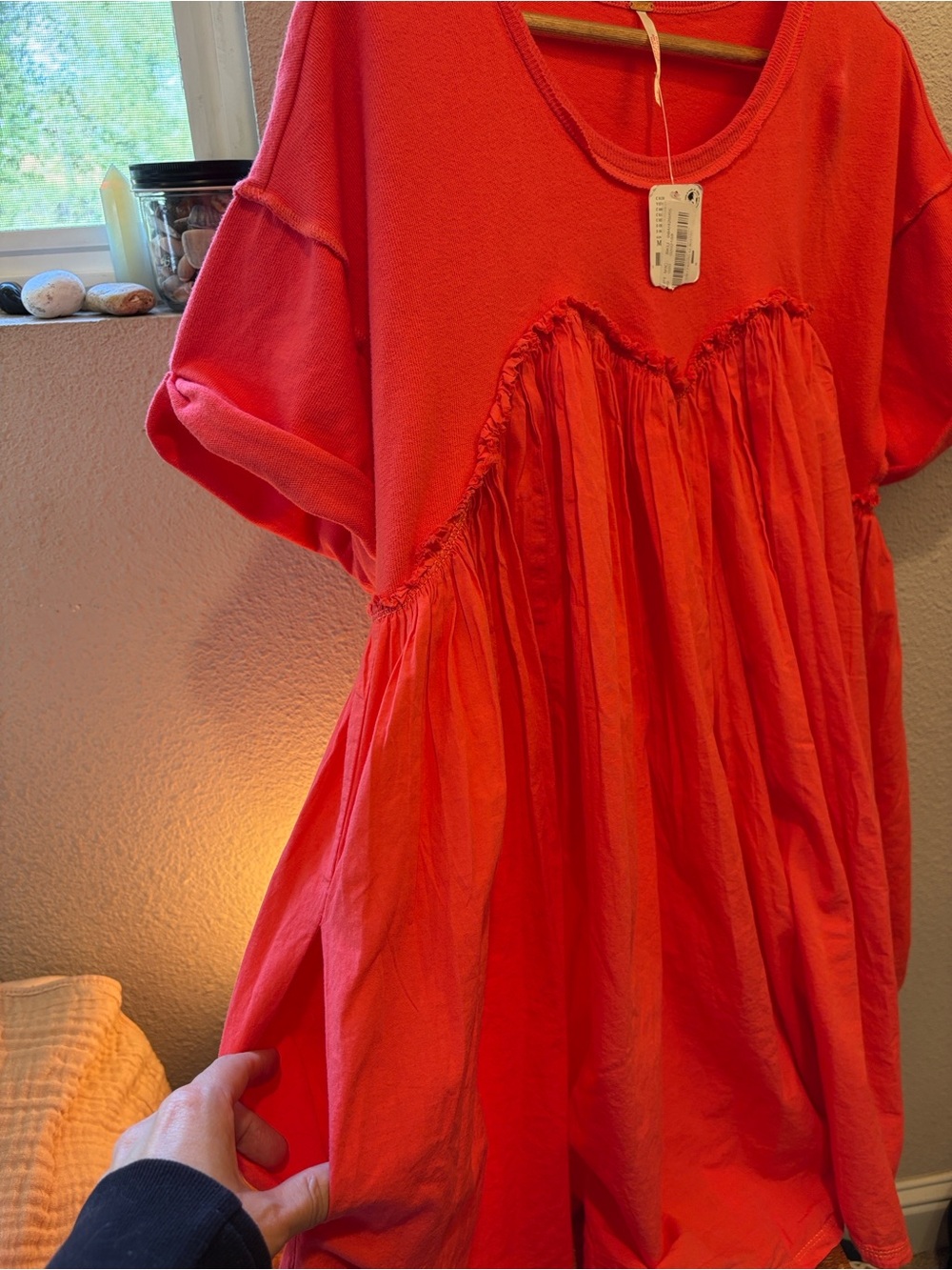 Free people Catalina short sleeve pleated mini dress size Medium - Picture 4 of 5